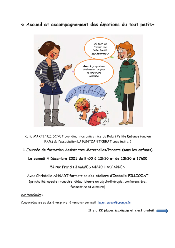 Flyer de la formation accueil et accompagnement des émotions du tout-petit